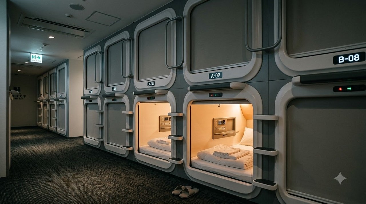 Capsule hotel in Japan, a budget-friendly accommodation option for one-week trips